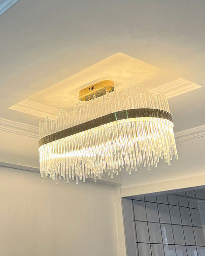 Diff Glass Rods Round Chandelier-DF2186