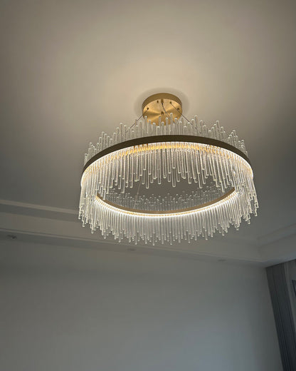 Diff Glass Rods Round Chandelier-DF2186