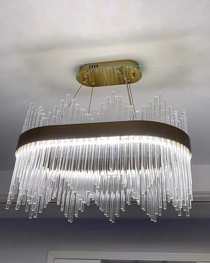 Diff Glass Rods Round Chandelier-DF2186