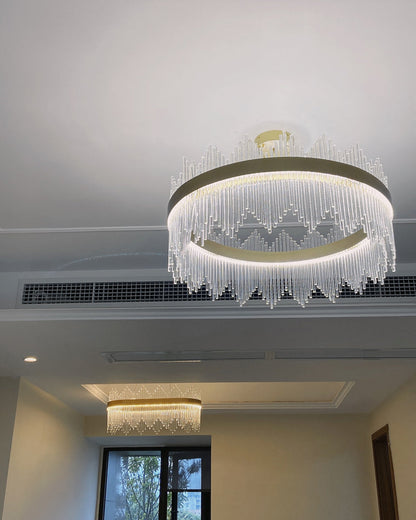 Diff Glass Rods Round Chandelier-DF2186