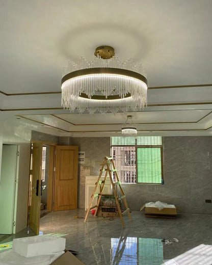 Diff Glass Rods Round Chandelier-DF2186