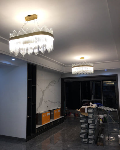 Diff Glass Rods Round Chandelier-DF2186
