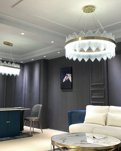 Diff Glass Rods Round Chandelier-DF2186