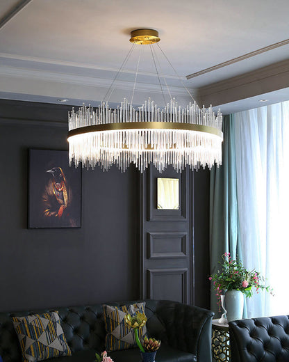 Diff Glass Rods Round Chandelier-DF2186