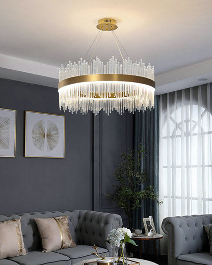 Diff Glass Rods Round Chandelier-DF2186