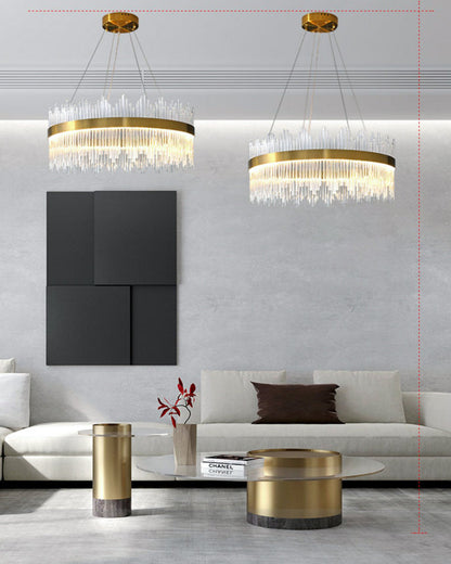 Diff Glass Rods Round Chandelier-DF2186