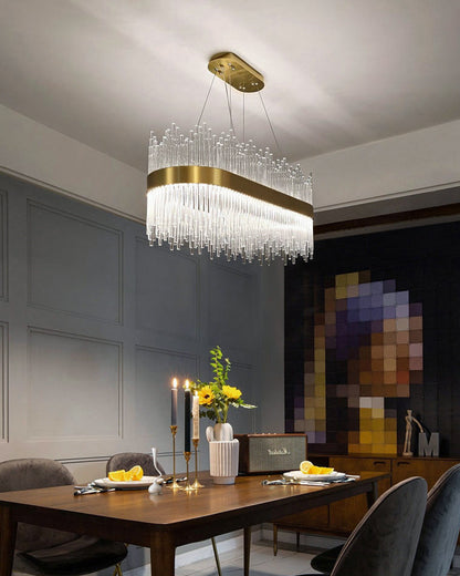 Diff Glass Rods Round Chandelier-DF2186