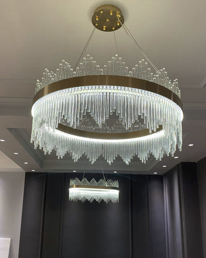 Diff Glass Rods Round Chandelier-DF2186