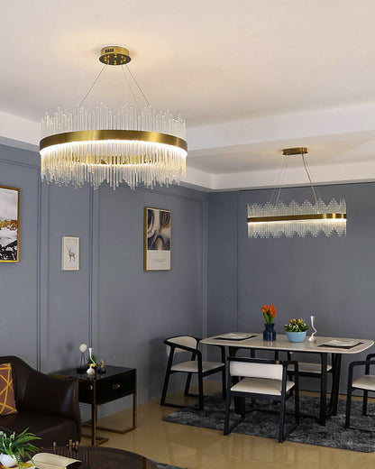 Diff Glass Rods Round Chandelier-DF2186