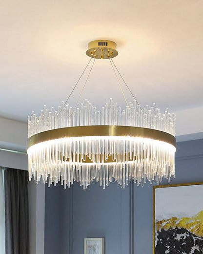 Diff Glass Rods Round Chandelier-DF2186