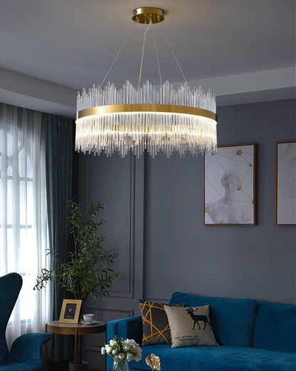 Diff Glass Rods Round Chandelier-DF2186