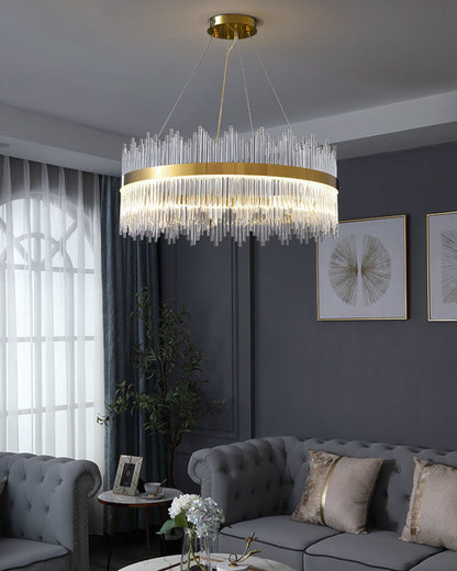 Diff Glass Rods Round Chandelier-DF2186