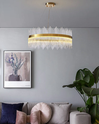 Diff Glass Rods Round Chandelier-DF2186