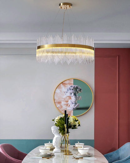 Diff Glass Rods Round Chandelier-DF2186