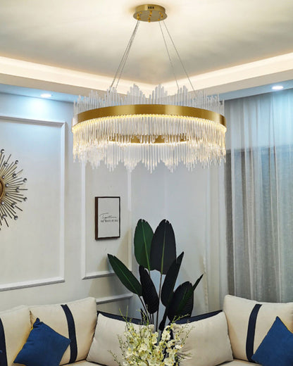 Diff Glass Rods Round Chandelier-DF2186