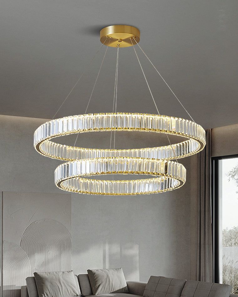 Diff 2 Tier Crystal Prism Circular Chandelier-DF2192