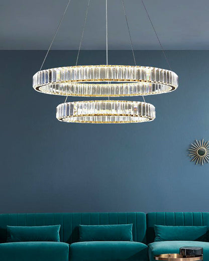 Diff 2 Tier Crystal Prism Circular Chandelier-DF2192