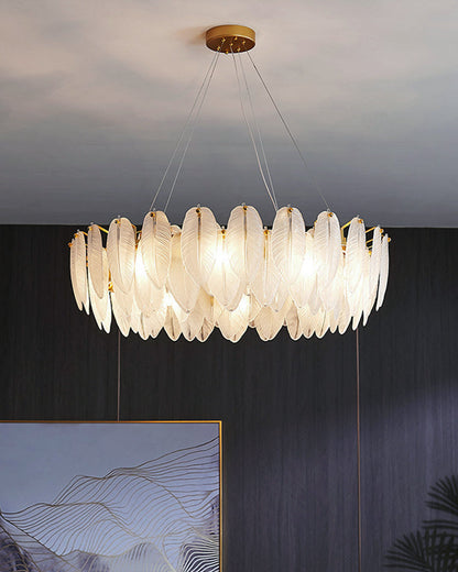 Diff Frosted Glass Feather Chandelier-DF2196