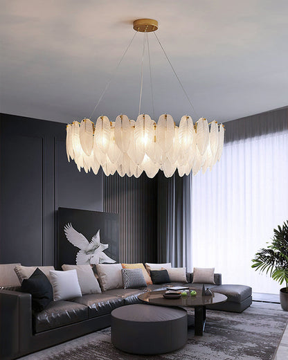 Diff Frosted Glass Feather Chandelier-DF2196