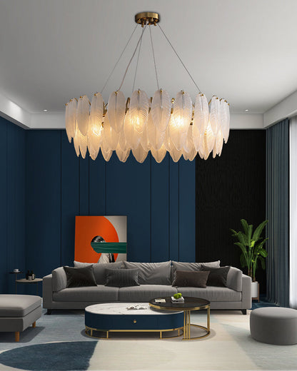 Diff Frosted Glass Feather Chandelier-DF2196