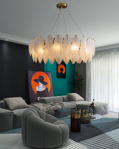Diff Frosted Glass Feather Chandelier-DF2196