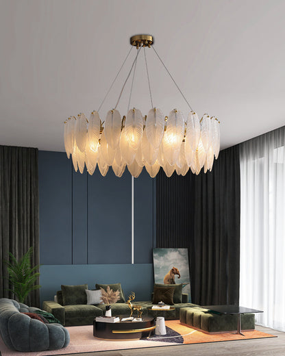 Diff Frosted Glass Feather Chandelier-DF2196