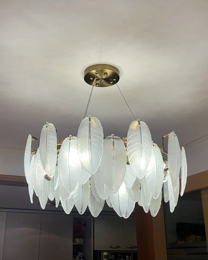 Diff Frosted Glass Feather Chandelier-DF2196