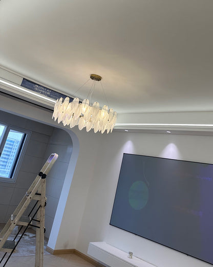 Diff Frosted Glass Feather Chandelier-DF2196
