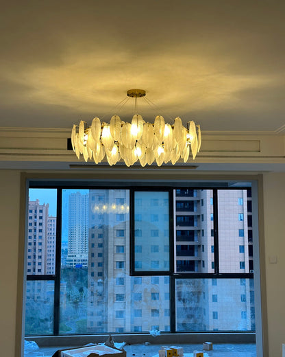 Diff Frosted Glass Feather Chandelier-DF2196