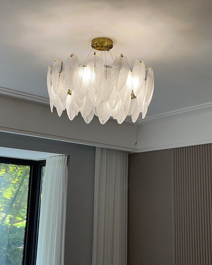 Diff Frosted Glass Feather Chandelier-DF2196