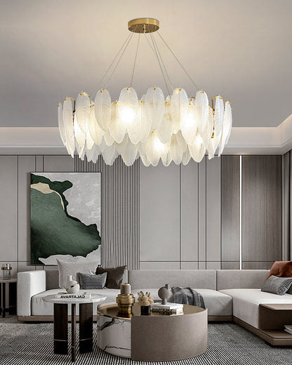 Diff Frosted Glass Feather Chandelier-DF2196