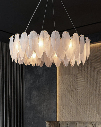 Diff Frosted Glass Feather Chandelier-DF2196