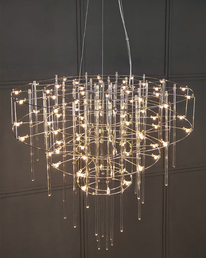 Diff Tiered Glass Rod Sculptural Chandelier-DF2199