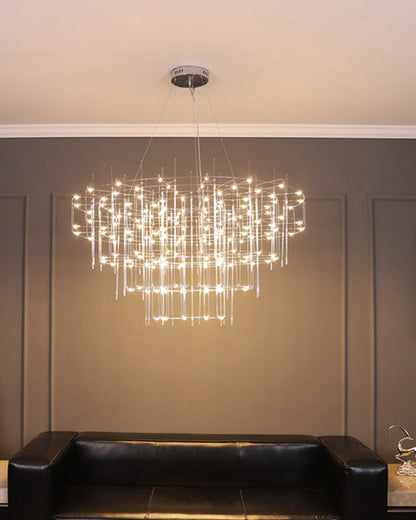 Diff Tiered Glass Rod Sculptural Chandelier-DF2199