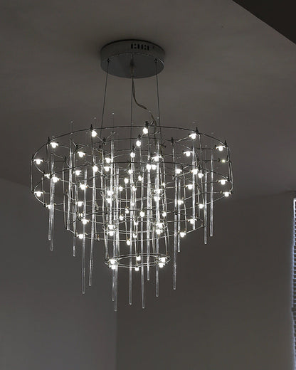Diff Tiered Glass Rod Sculptural Chandelier-DF2199