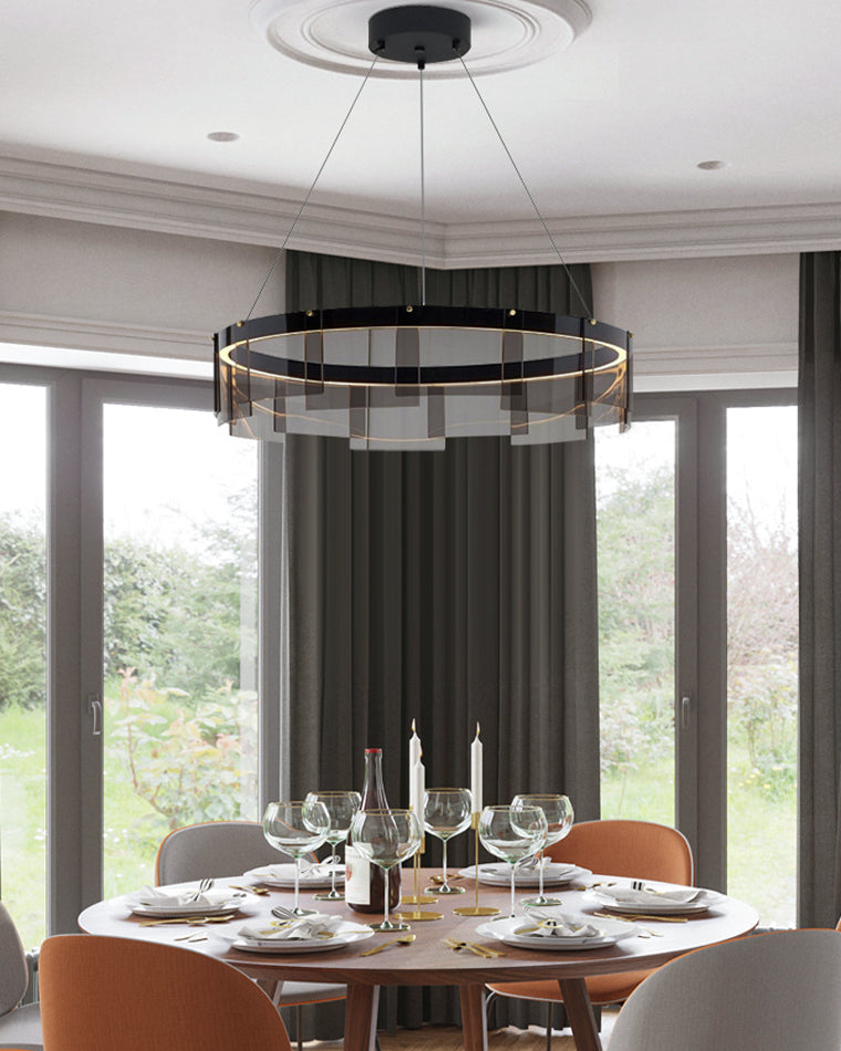 Diff Smoked Glass Round Chandelier-DF2202