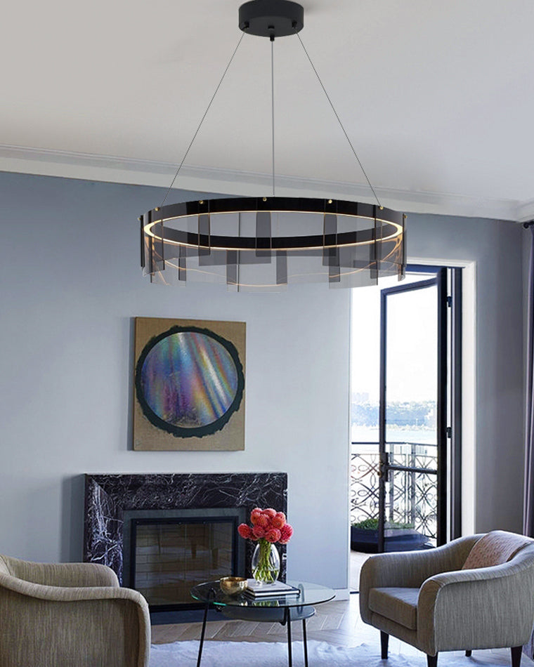 Diff Smoked Glass Round Chandelier-DF2202