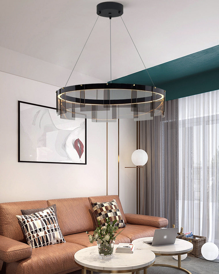 Diff Smoked Glass Round Chandelier-DF2202