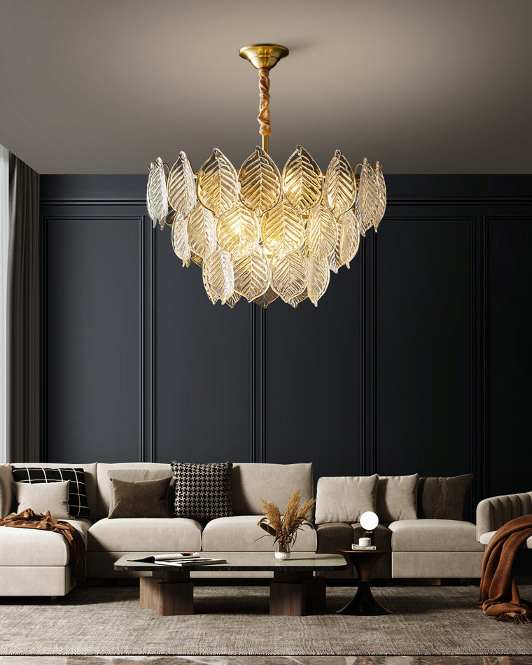 Diff Tiered Glass Leaf Chandelier-DF2209