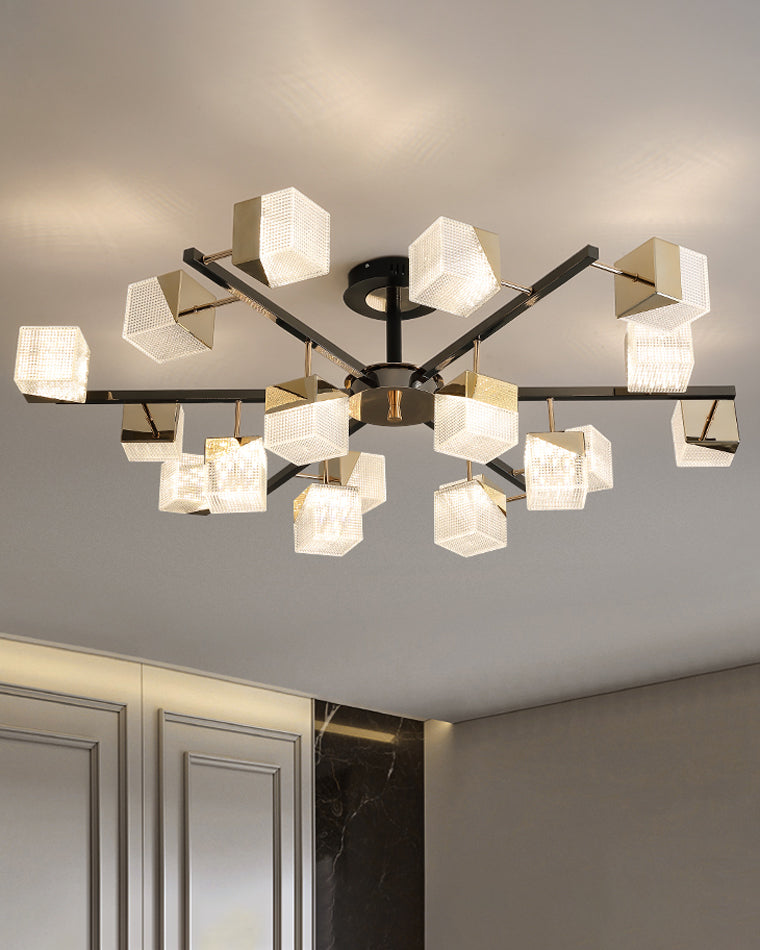 Diff Cubes Gold Chandelier-DF2211