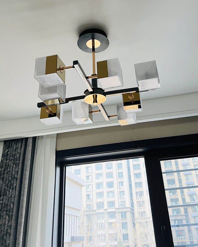 Diff Cubes Gold Chandelier-DF2211