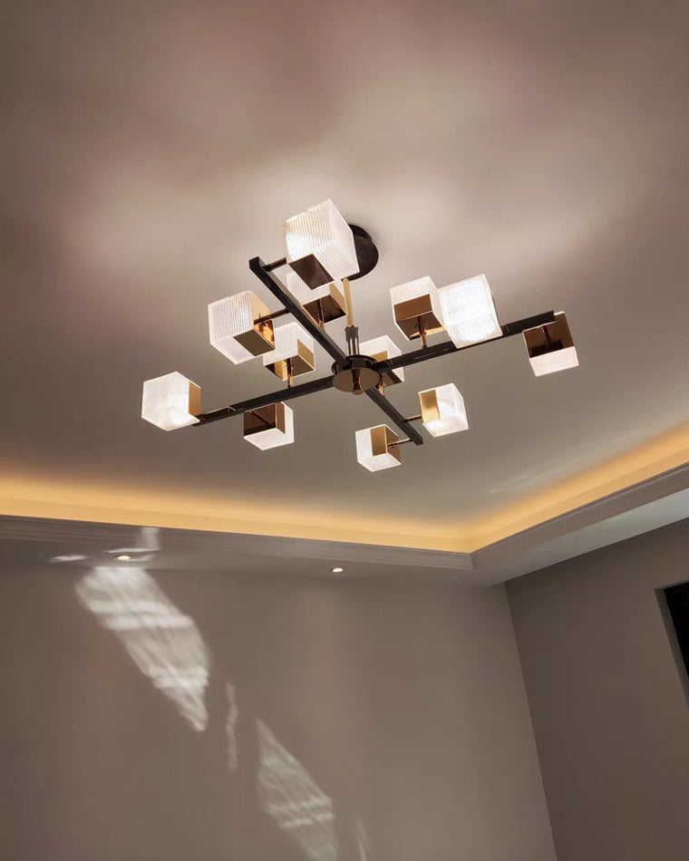 Diff Cubes Gold Chandelier-DF2211