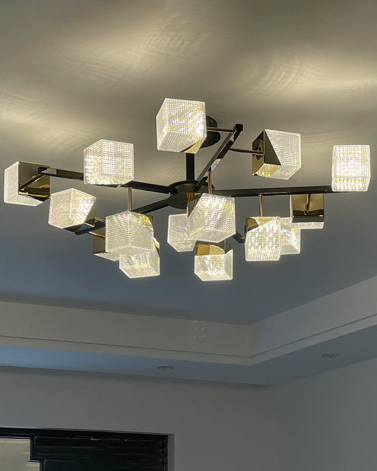 Diff Cubes Gold Chandelier-DF2211