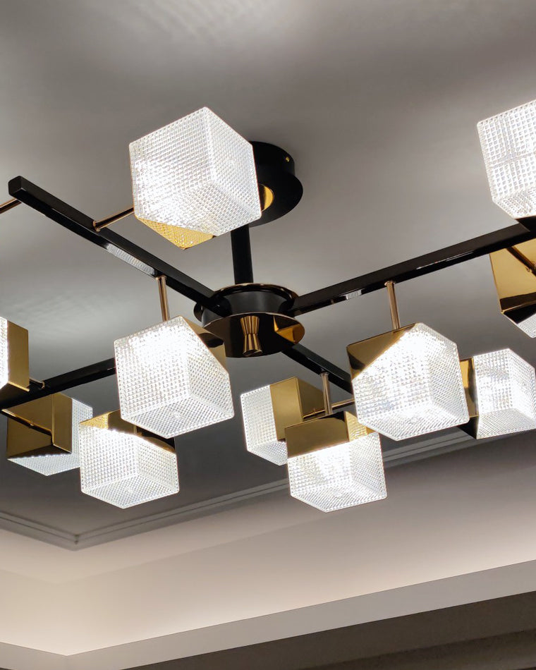 Diff Cubes Gold Chandelier-DF2211