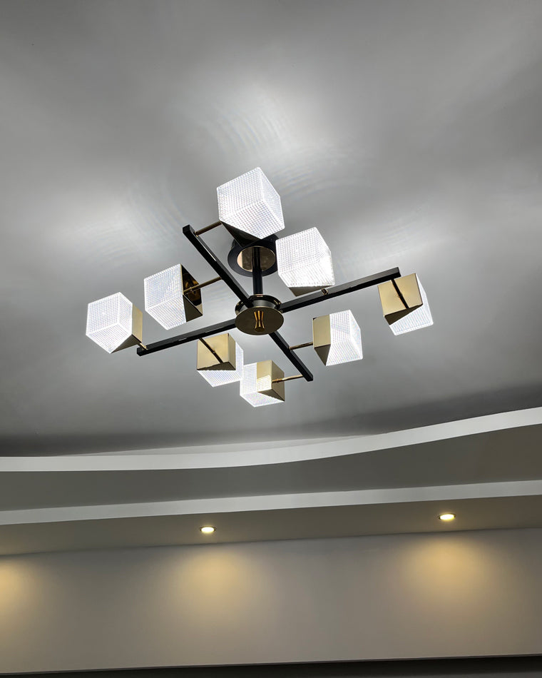 Diff Cubes Gold Chandelier-DF2211