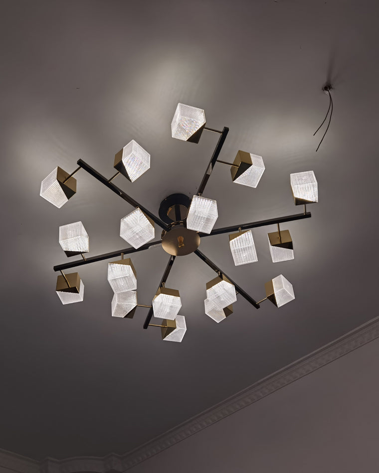 Diff Cubes Gold Chandelier-DF2211