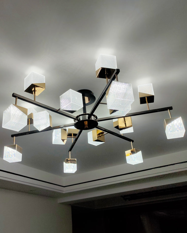 Diff Cubes Gold Chandelier-DF2211