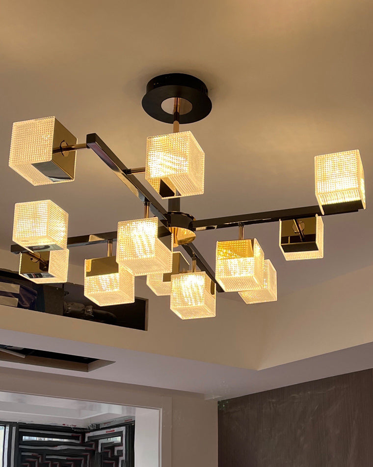 Diff Cubes Gold Chandelier-DF2211