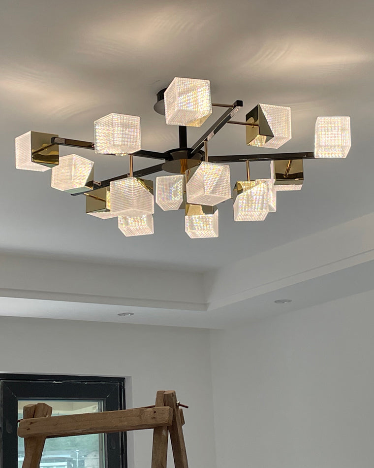 Diff Cubes Gold Chandelier-DF2211