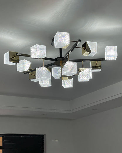 Diff Cubes Gold Chandelier-DF2211